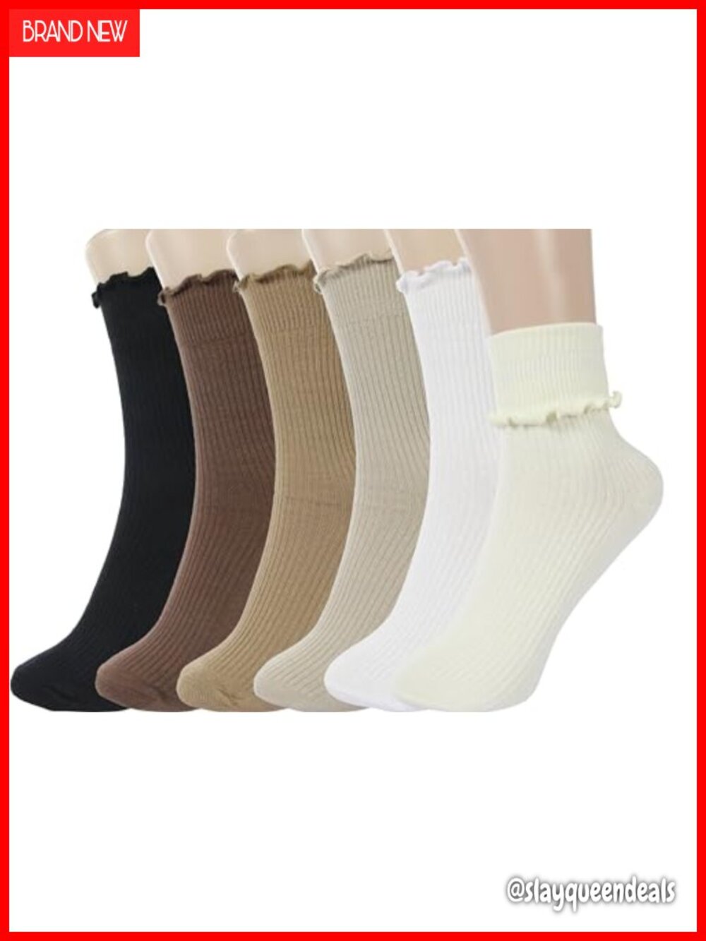 Ruffle Socks Women Turn-Cuff Frilly Cotton Crew Socks